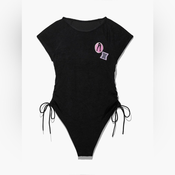 Savage X Fenty Other - Savage X Fenty Women's 70s Ruched Terry Thong Teddy in Black